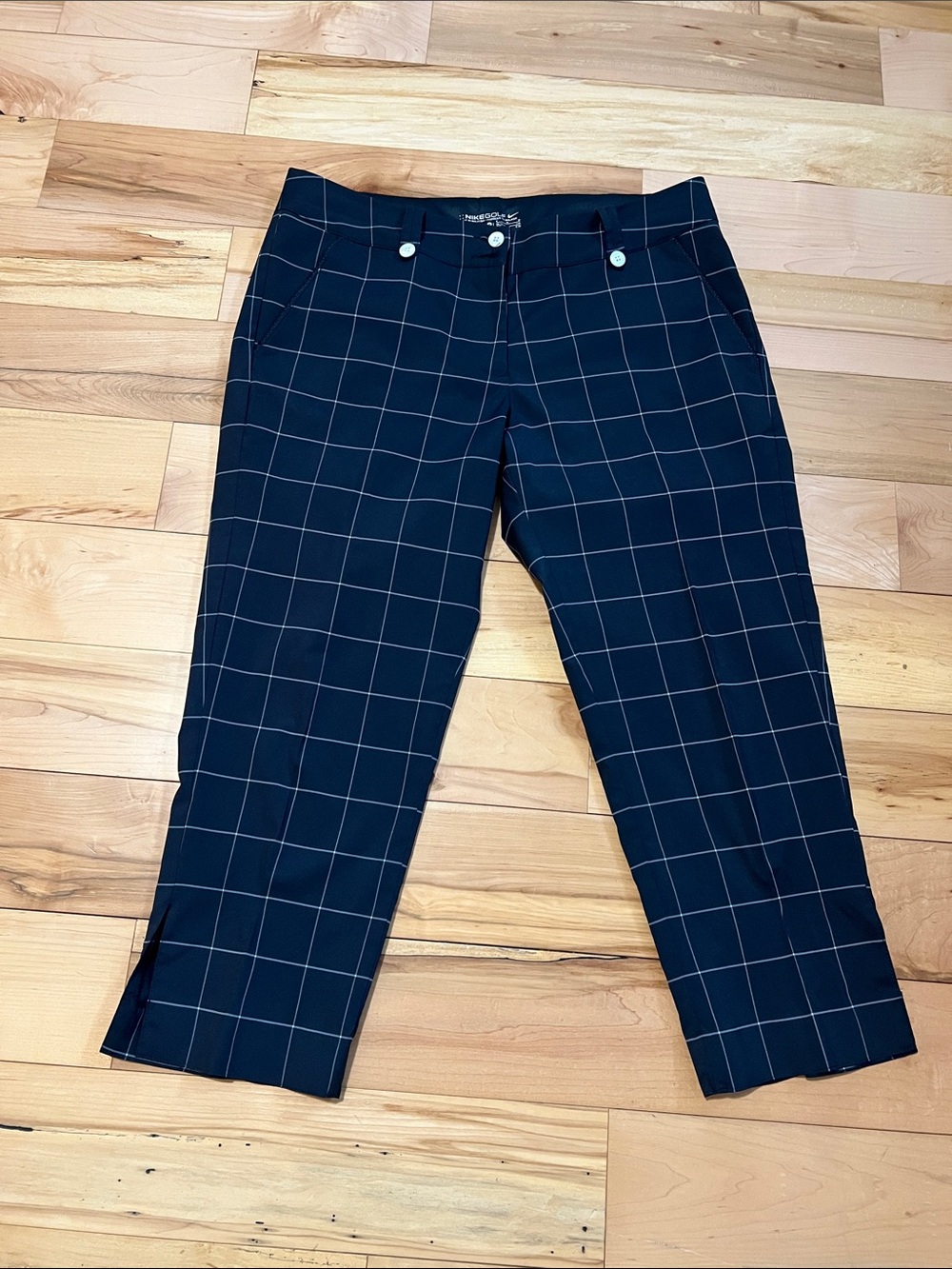 Nike Navy Windowpane Cropped Capri Pants